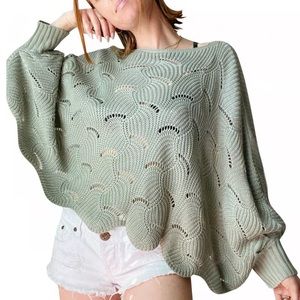Moon & Madison crochets Knitwear Oversized Crop Sweater A41